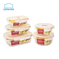 乐扣乐扣 lock&lock耐热玻璃保鲜盒五件套 烤箱 微波炉可用1000ml+650ml+630ml+380ml*2 白色