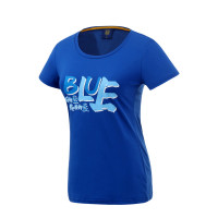 苏宁足球俱乐部棉质休闲新品短袖字母印花图案文化衫女士T恤 蓝色 170CM