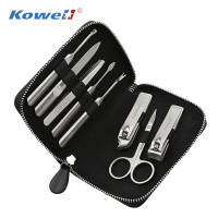 韩国（kowell）指甲刀套装用便携修指甲工具指甲剪不锈钢修脚工具套装黑色