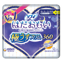 unicharm 尤妮佳 苏菲温柔肌极薄夜用护翼卫生巾 36厘米 12片装