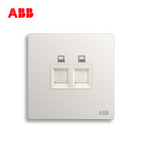 ABB开关插座无框轩致雅典白墙壁86型插座面板双电脑插座AF332 雅白色 二位电脑插座