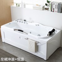 浴缸家用冲浪按摩大浴盆恒温加热情侣浴池深泡小浴缸_3 ≈1.7M 左裙冲浪+恒温