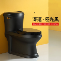 马桶坐便器家用黑色个性彩色虹吸式复古坐便器卫浴马桶抽水北欧创意冲力安装旗航版镶金流光白 305mm 尊贵版深邃哑光黑