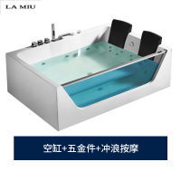 新款小户型亚克力浴缸家用情侣独立式卫生间双人按摩浴缸 双人空缸+五金件+冲浪按摩 ≈1.6M