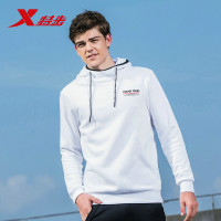 特步(Xtep)男运动卫衣正品2018秋新款时尚连帽针织上衣外套常规款套头衫882329059523 白色 XL(成人）