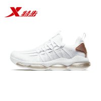 特步(Xtep)女跑鞋正品2018秋新款气垫减震一体织防滑橡胶女士运动跑步鞋882418119538 白金 40