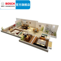 博世(BOSCH)天燃气壁挂炉家庭用采暖 明装暖气片系统 三房两厅两卫户型 建筑面积 100㎡