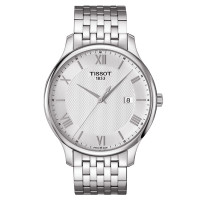 天梭(TISSOT) 俊雅系列男士时尚休闲手表 瑞士品牌商务石英表男 钢表带银色 T063.610.11.038.00 白色