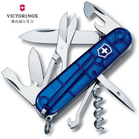 维氏（Victorinox）瑞士军刀原装正品91mm户外多功能折叠刀透明蓝1.3703.T2正版