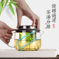 恒福（TEA MiLL）玻璃茶具 耐热玻璃 二代得意壶配两只小品杯并送一张保温壶垫 花茶套组