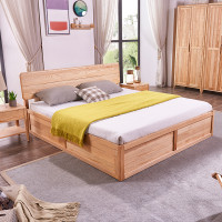 A家家具床 北欧/宜家日式实木床主卧双人床白蜡木婚床卧室家具木质其他DH105 1.5米高箱床+床垫