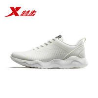 特步(Xtep)2018秋季男士皮面简约耐磨橡胶轻便男子跑步鞋运动鞋882419119530 黑 45码
