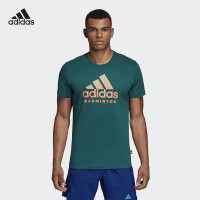 阿迪达斯 （adidas）春夏新款羽毛球短袖男女款圆领T恤纯棉休闲运动短袖 针织速干透气 男款绿色DI0450 DI0450绿色 XL