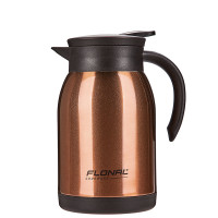 FLONAL意式保温壶-家用保温壶,容量900ML , 咖啡色/白色,内胆304不锈钢 咖啡色