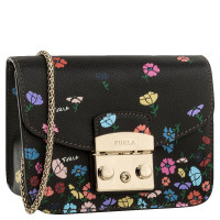 [直营]FURLA 芙拉 Metropolis Message 系列女士迷你黑色多色拼色彩绘牛皮单肩斜挎包 黑色印花纹941760
