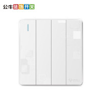 公牛开关插座 四开单控开关插座面板86型白色4开单联墙壁开关G18K411装饰开关插座面板 纹理白（2个）