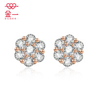 金一18K玫瑰金立方氧化锆-绽放B-女士K金耳饰(定价)CEF009 1.2克