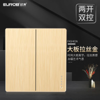 欧奔(EUROB)开关插座86型墙壁家用开关插座面板暗装usb5五孔插座面板多孔 两开双 86型大板拉丝金色开关插座