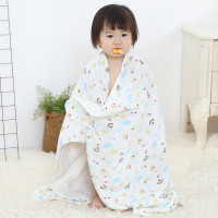 竹之锦 毛巾家纺 纯棉A类6层纱布婴幼儿童浴巾宝宝婴儿浴巾包被小毯子 字母熊蓝色 350g/条 110×110cm 蓝色 110×110cm