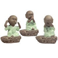 金镶玉 茶具 三不小和尚茶宠 汝窑紫砂茶艺摆件