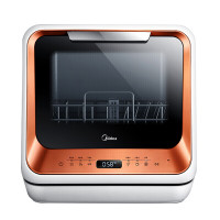 美的(Midea) M1-琥珀橙 免安装果蔬除菌洗 智能水箱 一键超快洗 抑菌储存全烘干 家用节能省水台式洗碗机