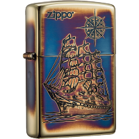 zippo芝宝打火机美国原装ZIPPO之宝防风煤油打火机一帆风顺-熏金 ZBT-3-182a 一帆风顺-熏金-新机无油