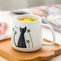 亿嘉IJARL 创意陶瓷杯子情侣水杯咖啡杯马克杯牛奶杯猫国物语系列 白色 370ml