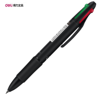 [精选]得力(deli) 33390多功能0.7mm四色按动式圆珠笔原子笔油笔 (黑红蓝绿)12支/盒 1058696 绿色