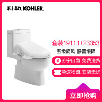 科勒智能马桶 家用分体坐便器瑞琦五级旋风绿能抽水座便器静音缓降19114/19115配智能马桶盖23353 19114+23353盖板 305MM坑距