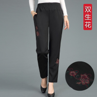 迪鲁奥（DILUAO)老年人女裤宽松大码60-70-80岁奶奶长裤松紧腰妈妈春秋裤子老太太_346 双生花 2XL