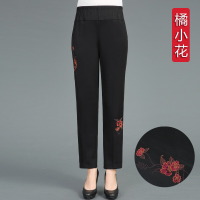 迪鲁奥（DILUAO)老年人女裤宽松大码60-70-80岁奶奶长裤松紧腰妈妈春秋裤子老太太_346 4XL 橘小花