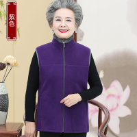 迪鲁奥（DILUAO)轻奢品质中老年外套女 妈妈装秋装上衣摇粒绒背心奶奶装60-老人_330 紫色上衣 5XL建议140-155斤左右详情咨询客服