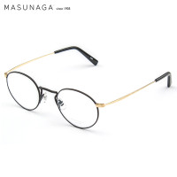 MASUNAGA增永眼镜男女复古手工全框眼镜架配镜近视光学镜架GMS-803 #49黑框金架