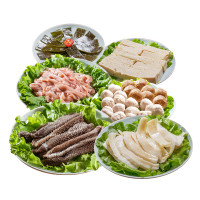 【送蘸料】今锦上 火锅食材双人套餐 980g 含6种生鲜火锅食材 毛肚 鸭肠 黄喉 贡丸+牛肉丸等