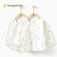 童泰19新款新生儿服饰0-2月新生儿家居服上衣婴儿纯棉半背衣2件装 灰色 52cm