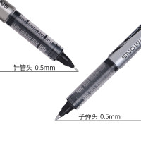 得力(deli) PVR155白雪直液式走珠签字笔中性笔0.5mm 12支/盒 黑色