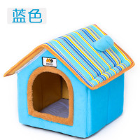 宠物室内别墅狗屋狗舍猫房子冬季保暖狗狗的窝可拆洗冬屋法斗_1 M码-【十斤以内宠物】 天蓝色