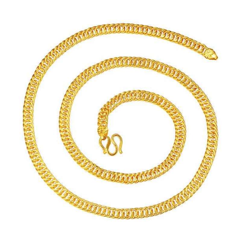 翠绿首饰千足黄金男士项链-万字链