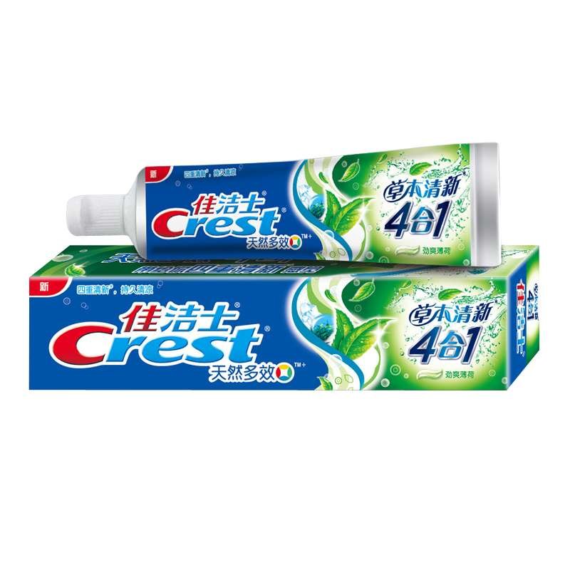 佳洁士(crest)天然多效草本清新四合一牙膏180克 宝洁出品 *4个