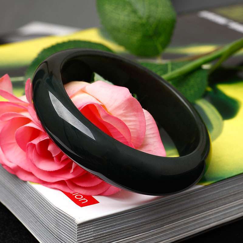 凤禧 灵秀慧性和田玉墨青玉手镯56-58mm