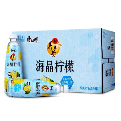 【苏宁易购超市】康师傅轻养果荟海晶柠檬500ml*15瓶箱装 柠檬味饮品