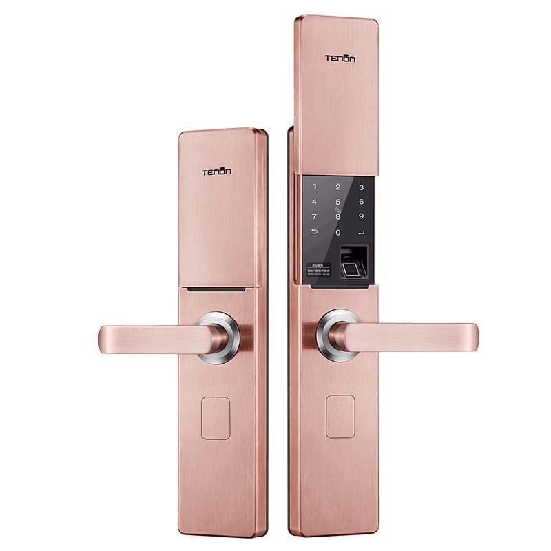 tenon/亚太天能智能安防指纹密码锁电子门锁双开门装饰锁(假锁)【请