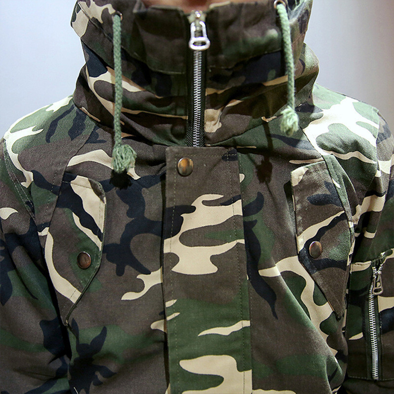 花花公子贵宾新男士夹克迷彩军装茄克立领码外套男_1 2xl 军绿迷彩