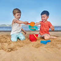 Hape沙滩冒险套年龄段18个月以上儿童宝宝沙滩玩具小桶沙漏组合4件套男孩女孩玩具