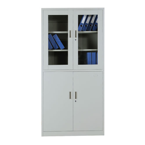 豫亿腾钢制加厚办公文件柜铁皮柜财务凭证资料柜档案柜玻璃储物书柜带锁抽屉可定制灰白色等体器械柜