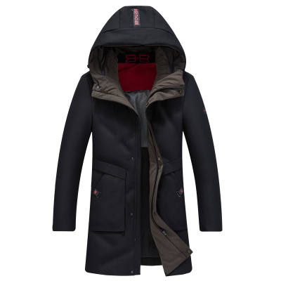 雪中飞羽绒服男中长款2019冬季加厚羽绒服保暖白鸭绒连帽韩版外套