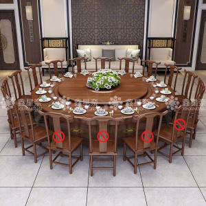 鑫星奈 电动餐桌餐厅大圆桌转盘餐桌椅组合 2.6米圆桌 14把餐椅