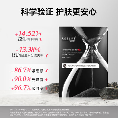 斐思妮黑膜深层清洁补水保湿控油收缩毛孔修护敏感肌学生面膜 5片/盒