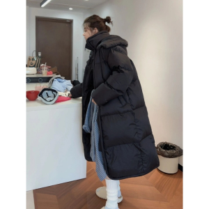 2025年新款宽松加厚棉服长款过膝连帽棉服外套时尚网红ins韩版