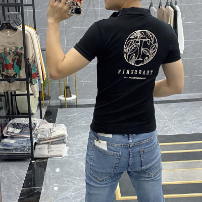 欧洲站Polo衫男短袖潮青年休闲丝光棉翻领T恤欧货冰丝男半袖上衣_1